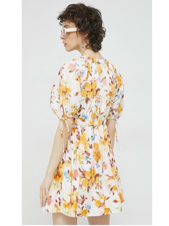 NWOT Abercrombie & Fitch Floral Puff Sleeve Plunge V-Neck Mini Dress Medium - Picture 3 of 11